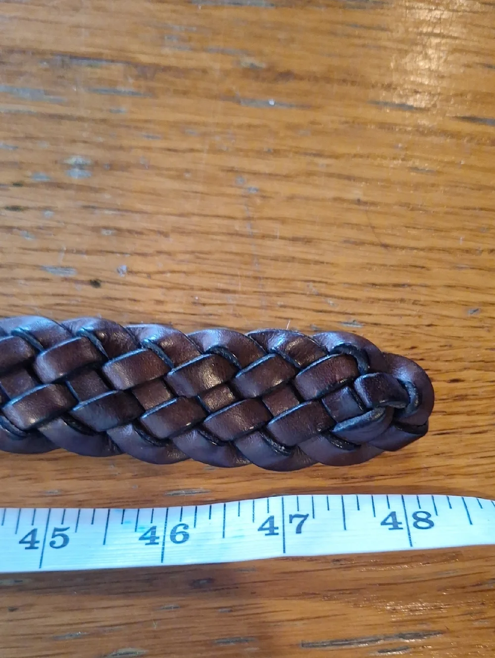 Brown Braided Leather Belt with Brass Buckle - Size 38